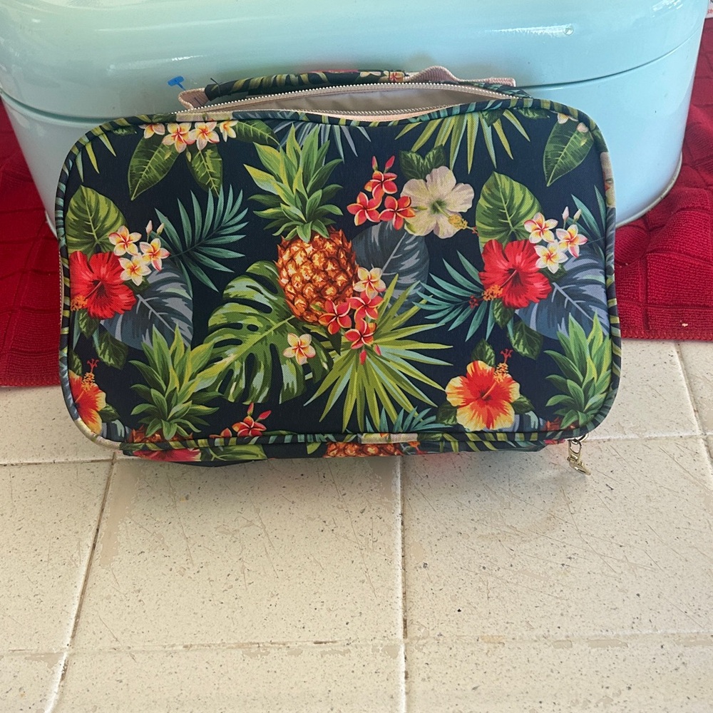 Tropical Floral Print Cosmetic Bag used